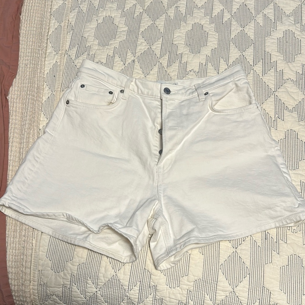 White denim high waisted & other stories shorts